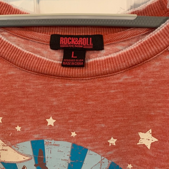 Women's Rock & Roll Cowgirl Graphic Cropped Sweatshirt Size L - Picture 3 of 5